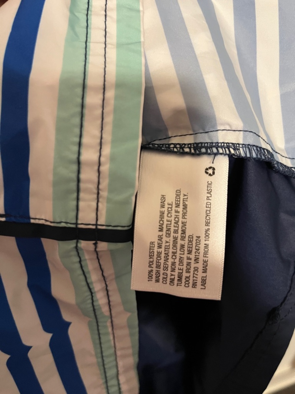 Hunter Blue, White & Mint Striped Pullover Jacket - Picture 5 of 5
